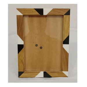 Cadre photo en bois fait main avec incrustation géométrique en résine turquoise, décoration contemporaine |   Nouvelle collection de designs - Product Image 4