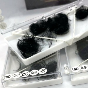Extensions de cils volume pré-faits en éventail à base pointue 0.03 0.05 0.07 10D-20D, souples C/CC/D/DD, en cheveux synthétiques, noir naturel - Product Image 4