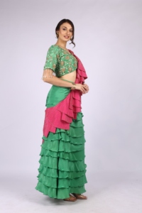Ropa elegante para celebraciones, vestido de 2 piezas para mujer con drapería, con cuentas y adornos con lentejuelas. - Product Image 5