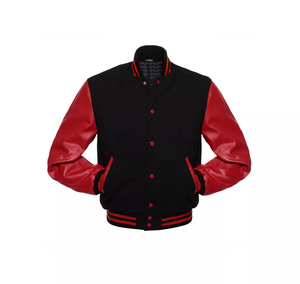 เสื้อแจ็คเก็ตเบสบอลแบบ Letterman ของมหาวิทยาลัยสำหรับผู้ชาย ลายเรียบ ปิดด้วยซิป บริการ OEM ผลิตเสื้อแจ็คเก็ตเคลือบ - Product Image 2