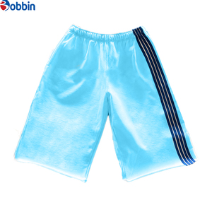 Custom Low MOQ Customized Side Stripe Raw Edge 3/4 <b>Shorts</b> Mens Streetwear Heavyweight Baggy Cotton <b>Below</b> <b>Knee</b> Sweat <b>Shorts</b> - Product Image 2