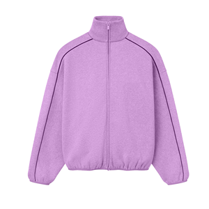 Unisex Oversized Fleece Zip-Up Jacket Solid Stand Collar Casual Regular Sleeve Autumn Knitted Top - Product Image 1