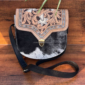 Nouveau Western fait à la main en cuir repoussé sac à main en cuir de vachette véritable Floral femmes haute qualité Designer Unique sacs à main - Product Image 2