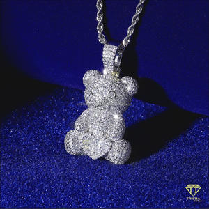 Pendentif Hip Hop Cartoon Premium en argent sterling avec pierres de diamant simulées VVS serties à la main pour hommes - Product Image 2