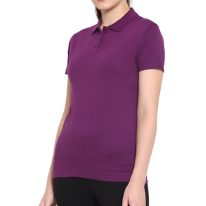 Polo pour femme de haute qualité, couleur violette, en coton mélangé, décontracté, pour le golf, avec logo personnalisé, OEM, ODM, vente en gros - Product Image 2