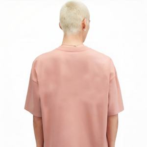 T-shirt rose oversize en coton pour homme, style décontracté streetwear, coupe ample, manches courtes, mode estivale, tee-shirt basique, logo personnalisé, vente en gros - Product Image 4