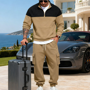 PASUXI Tuta Sportiva da Uomo a Blocchi di Colore, Vestibilità Ampia, Stile <span class=keywords><strong>Cargo</strong></span>, con <span class=keywords><strong>Felpa</strong></span> con Collo Alto <span class=keywords><strong>e</strong></span> Pantaloni Jogger, Set 2 Pezzi - Product Image 3