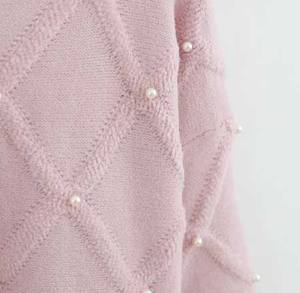 Suéter de Punto con Perlas de Diamante - Suéter de Punto con Rayas Verticales - Jersey de Invierno - Top de Punto Elástico y Suave para Mujer - Product Image 3