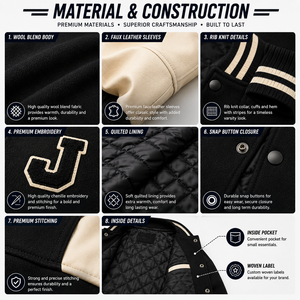 JDB Custom Embroidered Patchwork Varsity Letterman <b>Jacket</b> Wool Sleeve Stand Collar Eco-Friendly OEM ODM - Product Image 5