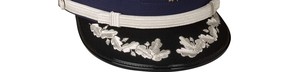 Premium Complete Dress Cap White <b>Crown</b> with <b>Silver</b> Bullion or synthetic thread Embroidered Visor, Braided Strap - Product Image 4