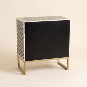Mesa Auxiliar de Madera de Diseño Moderno con Incrustaciones de Hueso, Mesita de Noche o Mesita de Cabecera para el Hogar o la Oficina, Muebles para el Comedor - Product Image 2