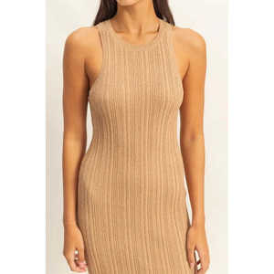 HYFVE-Vestido ajustado de cuello redondo para mujer, Vestido de punto acanalado, suéter cómodo - Product Image 1