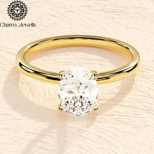 Charm_Jewells Women's <b>Oval</b> Cut <b>Moissanite</b> <b>Engagement</b> <b>Ring</b> Yellow Gold Prong Setting Classic Style - Product Image 1