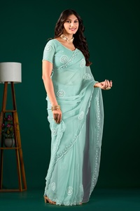 Vexotrend Indian Designer Women's <b>Satin</b> Chiffon <b>Saree</b> Beautiful Patola Design Traditional Style Wedding Diwali Party Wear - Product Image 4
