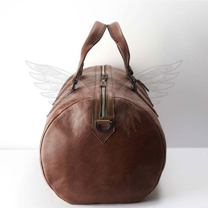 Bolsa de Lona de Cuero para Gimnasio y Oficina, Forma Ovalada, Unisex, Mochila de Viaje, Capacidad Personalizada, Cuero Marrón Resistente al Agua, Ajustable - Product Image 4