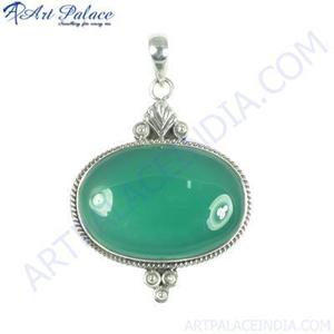 จี้เงินรูปไข่ประดับลูกปัดสีเขียวและอัญมณีคริสตัลธรรมชาติแบบหลวม - Product Image 4