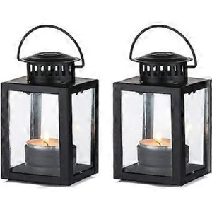 Creative <b>Small</b> Black Metal Glass Hanging <b>Lanterns</b> Tealight Candle Holders For Indoor Outdoor Garden Decor &B Tabletop Decoration - Product Image 1