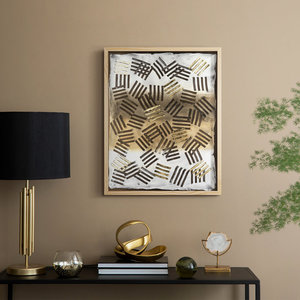 Décor d'art mural élégant en bois massif raphia palmier II encadré - Product Image 1