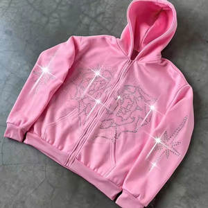 Sweats à capuche personnalisés avec logo en strass 2026 – Vente en gros de sweats à capuche légers en strass - Product Image 3