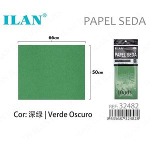 Carta velina Ilan 50x66 cm verde scuro per artigianato e confezionamento - Product Image 1