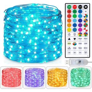 Guirlande lumineuse USB à brancher, 100 LED, 10 m, blanc chaud, 20 couleurs changeantes, effet lucioles, pour chambre et Noël - Product Image 2