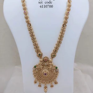 Juego de Joyería Nupcial Étnica Tradicional del Sur de la India de Alta Calidad, Diseño de Diosa con Circones, Chapado en Oro Rosa, para Compromiso y Boda - Product Image 1
