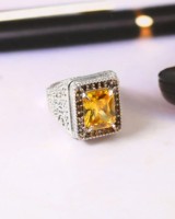Bague en saphir jaune chauffé avec argent sterling 925, pierre précieuse naturelle, bijoux de luxe pour femmes, occasions de mariage et de fête