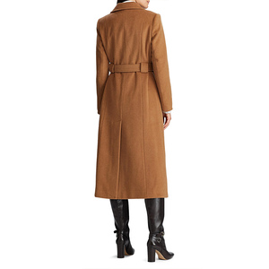 Manteau long en laine pour femme, coupe ajustée, double boutonnage, col à revers, camel et noir, style marin, manteau d'hiver tendance - Product Image 3