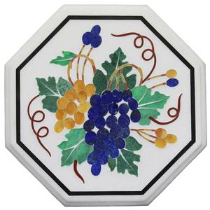 Plateaux de table en marbre Pietra Dura, tables à manger et tables centrales personnalisées avec incrustations en marbre blanc - Product Image 6