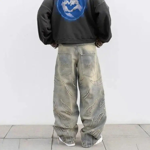 ผู้ผลิตขายส่งกางเกงยีนส์เดนิมทรงหลวมขากว้างสไตล์วินเทจสำหรับผู้ชาย ผ้าฝ้าย 100% บริการ OEM ODM - Product Image 5