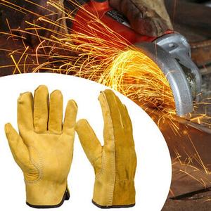 Gants de soudage en cuir de vache jaunes, gantelet de sécurité manuelle Anti-chaleur, outils à main en métal, gants de travail du cuir - Product Image 6