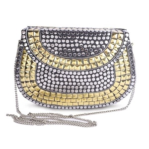 Metal & Stone Floral Clutch and Resin Perfect for Parties Evening Bag Bohemian and Antique Design Bag by LUXURY CRAFTS - Product Image 1