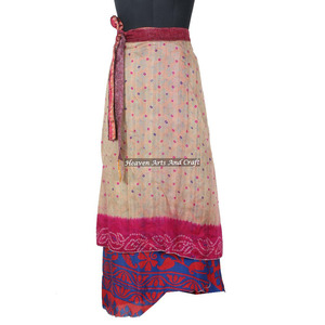 Nueva Falda Larga de Seda Hippie de 2 Capas para Niña, Falda Cruzada Reversible de Seda Vintage, 38 Pulgadas de Largo, Oferta Especial - Product Image 5