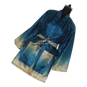 KS015 Kimono Corto de Seda Vintage para Mujer, Estampado Floral Colorido, Estilo Boho, para la Playa, Vacaciones, Salidas - Product Image 6