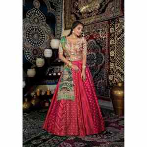 ROPA DE BODA MALAI SATÉN ESTAMPADO DIGITAL TRABAJO PAREJA ROSA COMBO - Product Image 6