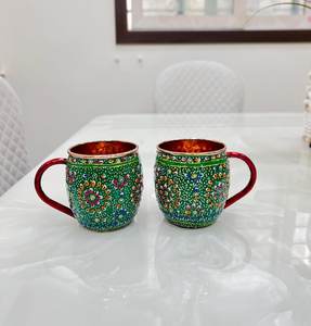 Handmade Hammered <b>Copper</b> Mug, Colourful Enamel Moscow Mule <b>Cup</b>, Hand Painted <b>Copper</b> Moscow Mule Mugs, Groomsmen Gift, - Product Image 1