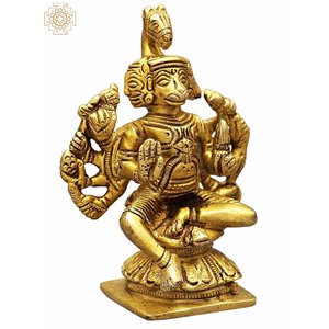 รูปปั้นทองเหลืองรูปหนุมานห้าหัว3นิ้วทำด้วยมือรูปปั้นขนาดเล็กสำหรับเป็นของขวัญผลิตในอินเดีย - Product Image 4