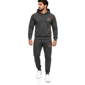 Conjunto Deportivo de Felpa de Poliéster/Algodón, Sudadera con Capucha Suave y Pantalones Jogger, Ropa Deportiva de Invierno, para Entrenamiento, Informal, Urbana, Personalizable - Product Image 1