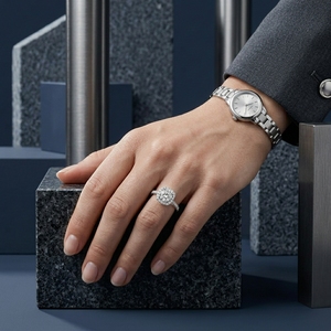Anillo de compromiso de platino PT950 con diamante redondo brillante para mujer, estilo clásico, ideal para regalo de aniversario - Product Image 5