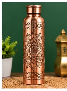Aesthetic Copper Water <b>Bottle</b> with Twisted Design Portable Drinkware for Travel Modern Style Metal <b>Flask</b> - Product Image 2