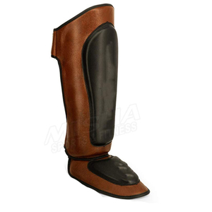 Protections de tibia et coussinets d'entraînement Muay Thai en cuir et PU avec protection de base pour MMA et boxe, ajustement universel - Product Image 3