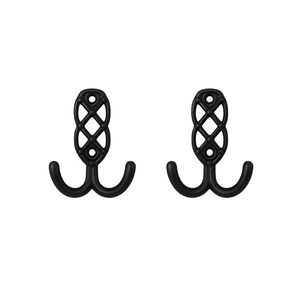 Ganchos de pared clásicos de hierro fundido, diseño de doble gancho, resistentes al óxido, para ropa detrás de puertas o en paredes, paquete de 2 - Product Image 1