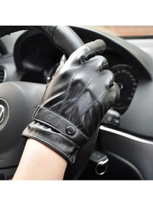 Gants de conduite en cuir personnalisables de haute qualité Speed One Sports, noirs, unisexes, avec sangle de poignet réglable, poignées pour toutes les saisons - Product Image 6