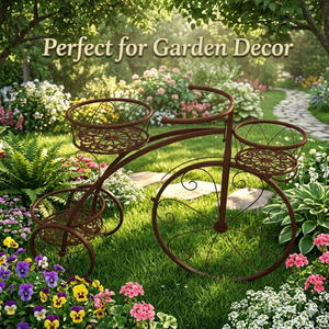 Support de plante en fer en forme de vélo |   Pot de fleurs mural ou suspendu, éco-responsable, sculpté à la main, traditionnel, pour intérieur/extérieur - Product Image 5