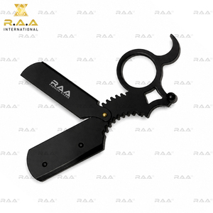 Rasoir professionnel à lame simple en acier inoxydable pour hommes, noir mat, avec anneau de maintien, qualité supérieure - Product Image 3