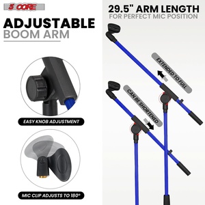 5 Core Mic <b>Stand</b> Floor 4Pc Adjustable 72" Tripod <b>Microphone</b> <b>Stands</b> w Telescoping Boom Arm - Product Image 4