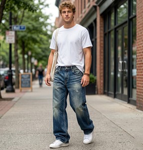 กางเกงผู้ชายสั่งตัดพิเศษ ผ้าทอเนื้อแน่น ทรงกลางเอว ซิปหน้า ปักลาย ตกแต่งอย่างดี น้ำหนัก 13 ออนซ์ ทรงปกติ กันน้ำ ระบายอากาศได้ดี สไตล์ไฮสตรีท - Product Image 2