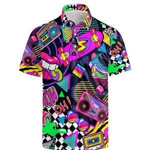 Camiseta Polo de Poliéster con Estampado 3D de los 80s y 90s, Camiseta Retro de Verano con Cuello Solapa, Camiseta Holgada de Manga Corta para Hombre, Camiseta con Botones - Product Image 1