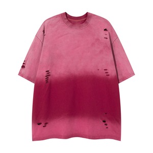 เสื้อยืดคอกลมแขนสั้นทรงปกติสำหรับผู้ชาย ผ้าเจอร์ซีย์ย้อมสีแบบ Dip Dye ถักจากผ้าฝ้าย 100% ระบายอากาศได้ดี น้ำหนัก 220 กรัม สไตล์สตรีท สีพื้น - Product Image 1