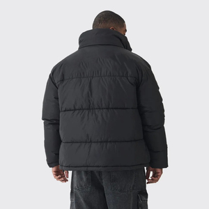 Blouson matelassé décontracté pour hommes de haute qualité, coupe-vent, col montant, fermeture éclair, avec impression de logo personnalisée - Product Image 5